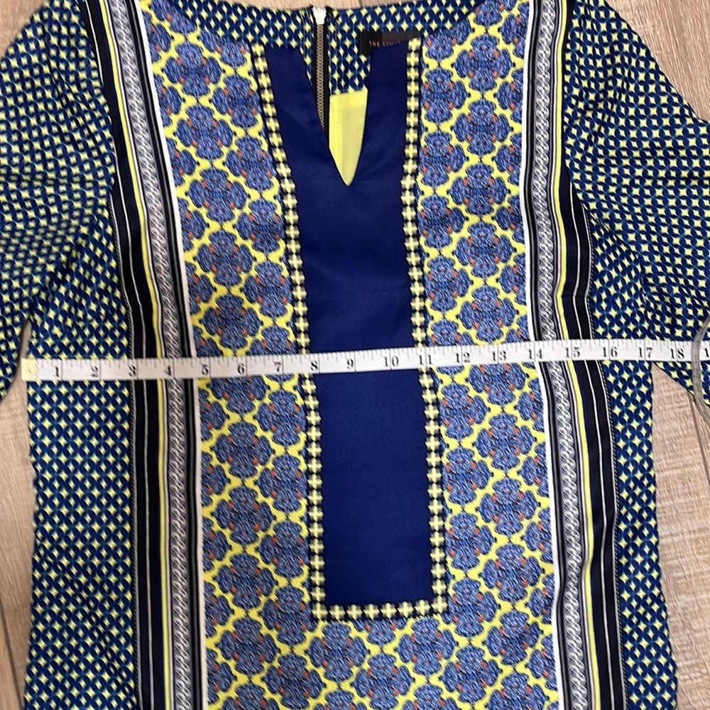 The Limited Retro Print Zippered 3/4 Sleeve Dress Navy and Multi Pattern SZ XS - Picture 12 of 15